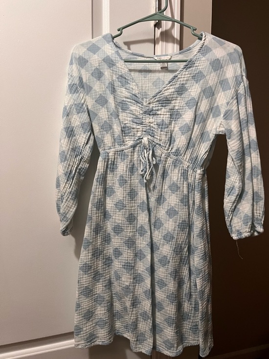 Cato Dresses & Skirts - Cato Blue and White Check Long Sleeve Babydoll Dress